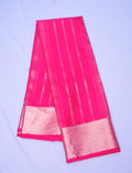 Premium Pink Semi Silk Saree with Elegant Gold Zari Stripes