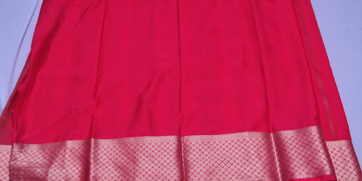 Premium Pink Semi Silk Saree with Elegant Gold Zari Stripes