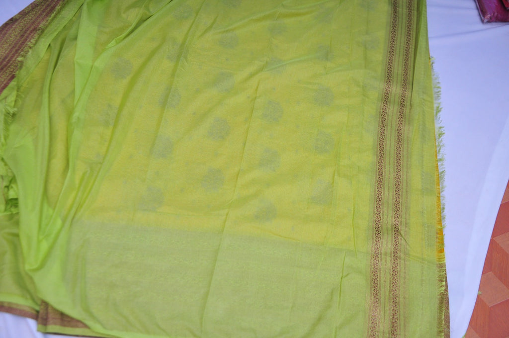 Premium Yellow and Light Green Traditional Butta Georgette Saree
